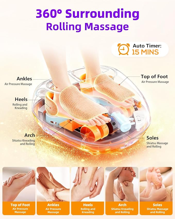 Foot Massager with Heat, Shiatsu Foot Massager with Remote, Electric Feet Massage Machine for Neuropathy,Plantar Fasciitis, Circulation, FSA Eligible HSA Store Eligible Massager (Dark Black,Corded)