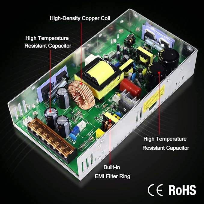 IMAYCC Adjustable Power Supply with LED Display - 110V AC to 24V DC Converter 480W 20A
