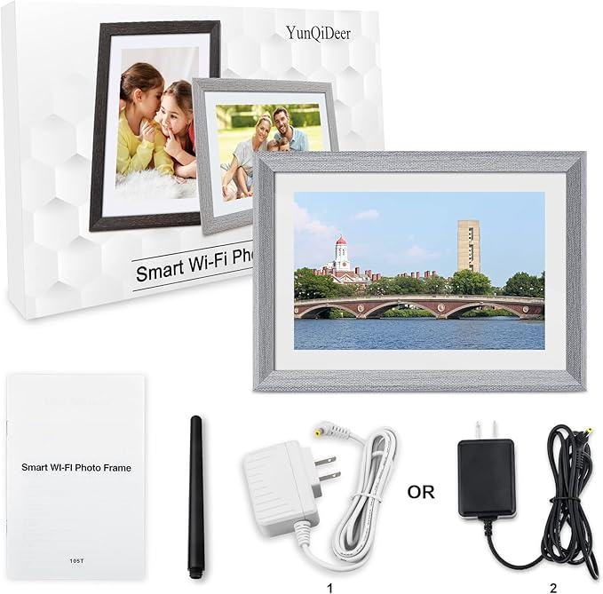 FRAMEO Digital Picture Frame WiFi 10.1 inch IPS Touch Screen HD Display,16GB Storage, Auto-Rotate,Easy Setup to Share Photos or Videos via Frameo APP