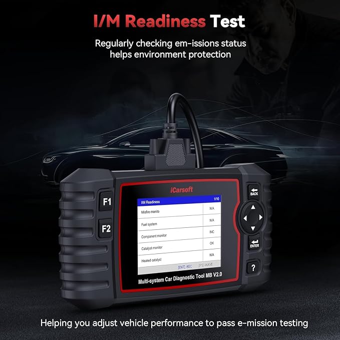 iCarsoft MB V2.0 OBD2 Scanner Diagnostic Tool for Benz/Sprinter/Smart, Full System Code Reader with 9 Resets, Auto VIN, Oil/SAS/EPB/ETC/BMS/BLD/INJ/SAS/TPMS Reset, Free Update, Live Data Battery Test
