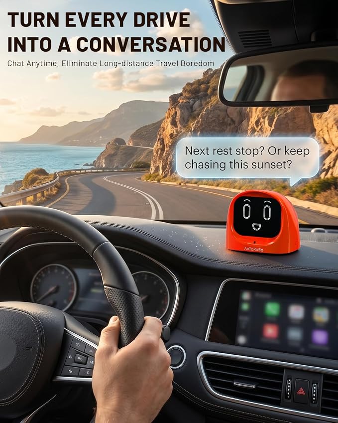 Smart AI Car Chat Robot, Voice Activated Assistant with Custom Personality, Hands-Free Driving Co-Pilot, in-Car & Home Use, Interactive Companion Robot