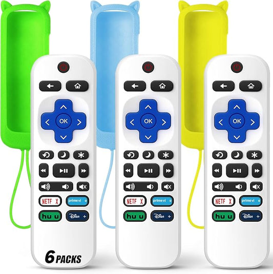 (Pack of 3) Replacement Remote Only for Roku TV with Soft Silicone Protective Cover (Glow in The Dark), Universal Remote for TCL/Onn/Hisense/Sharp/Element/Philips Roku Smart TV (Elegant White)
