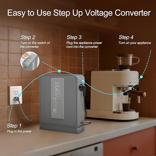 2000W Step Up Transformer 110v to 220v Converter, Heavy Duty Voltage Converter 110v-120v to 220v-240v with Dual Outlets, Overload Protection & Ultra-Quiet for Home Appliances, Light Grey