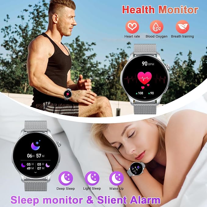 Smart Watch for Men Women Fitness: Make Answer Call Running Digital Mens Watches Waterproof Smartwatch Android Phone iPhone Samsung Compatible Heart Rate Sleep Monitor