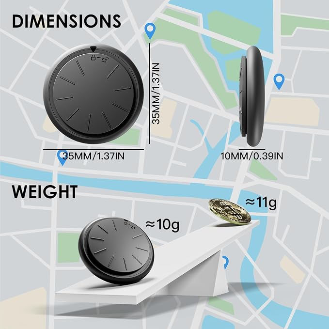 1PCS Black Tracker Device for Vehicles,Real Time GPS Car Tracker Work with Find My(iOS Only),No Monthly Fee Anti-Theft Car Locator,Hidden Car GPS Tracker with White Magnetic Case