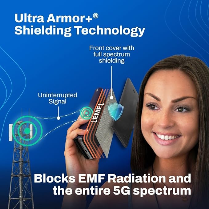 DefenderShield EMF Protection & 5G Anti Radiation Compatible with iPhone 12 Mini Case - RFID Blocking EMF Shield Detachable Wallet Phone Case Black