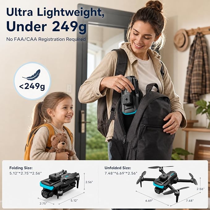KMAX Drone with Camera for Adults Beginners, 2K Foldable RC Drone with 4.3" HD Display, Obstacle Avoidance, Altitude Hold, One-Key Return, 60 Mins Flight Time with 3 Batteries, Easy to Fly Mini Camera Drone Gifts