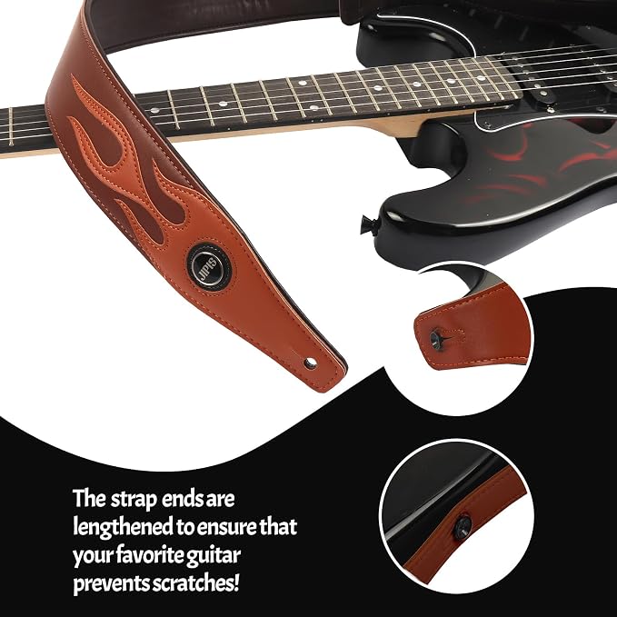 Handmade Retro Embossed Guitar Strap Super Soft Cowhide Leather Belt for Electric Acoustic Guitar Bass Guitarra Gig
