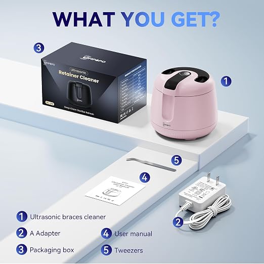 Ultrasonic Retainer Cleaner Machine 48kHz, Dental Cleaning Pod, Ultrasonic Retainer Cleaner for Dentures, Aligners, Mouth Guards, Toothbrush Heads and Jewelry with 200ML Capacity, LAB Supply | Gentle cleaning action works well on mouth guards, toothbru...
