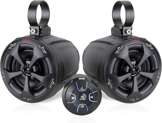 Pyle 2-Way Dual Bluetooth Off-Road Speakers - 4 Inch 800W Marine Waterproof Wakeboard, Full Range Outdoor for ATV, Snow Mobile UTV, Quad, Jeep, Boat PLUTV46BTA, Black