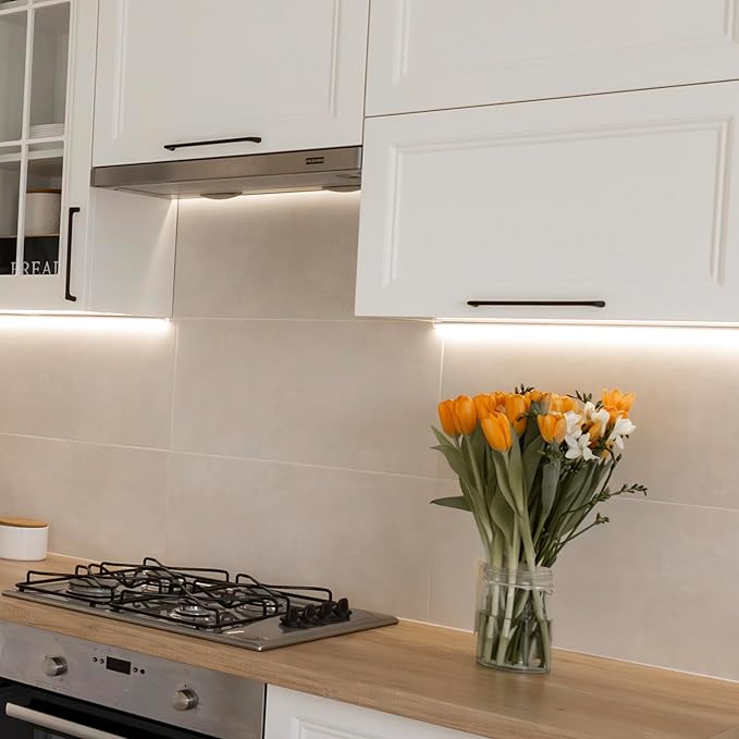 Maxxima 18 in. Hardwired LED Under Cabinet Strip Light, 690 Lumens, 3000K Warm White, Kitchen and Living Room 120V White Cove Lighting, No Power Supply Needed