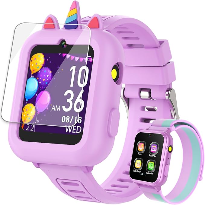 Smart Watch for Kids with 39 Games,Camera,Video,Music Player,Recorder,Alarm,Pedometer,Flashlight,Stopwatch,HD Touch Screen,Borthday Gift Toy for Girls Ages 3-12(Purple)