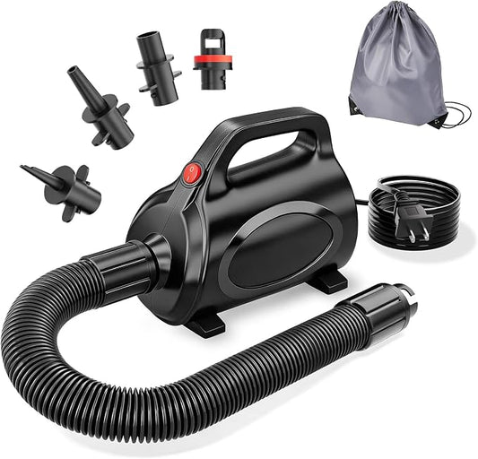 Electric Air Pump for Inflatables, Air Mattress – 500W/650W Quick-Fill Inflator/Deflator with 4 Nozzles, Portable AC 110-120V for Gymnastics Mat, Tumbling, Air Bed, Pool Floats