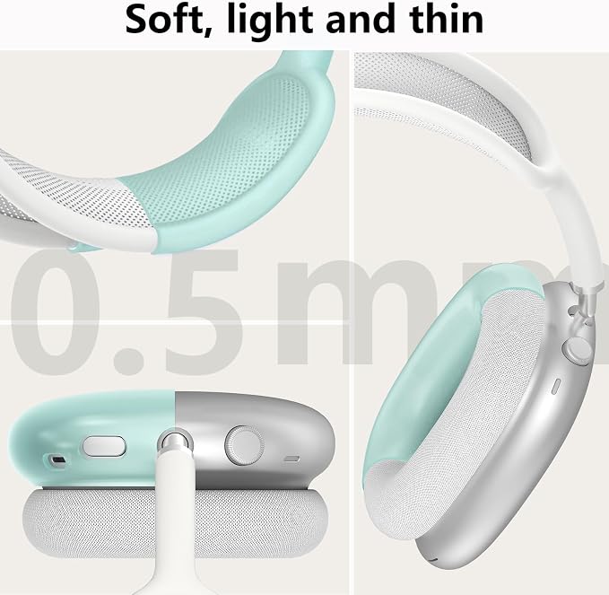 Silicone Case Cover for AirPods Max Headphones, Ear Pad Case Cover/Ear Cups Cover/Headband Cover for AirPods Max 2/1 (2026/2024/2020)(USB-C/Lightning), Accessories for Apple AirPod Max 2, Foggy Blue