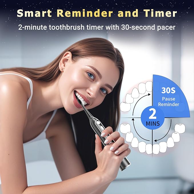 Electric Toothbrush with Water Flosser Combo, 3-in-1 Sonic Flossing Electric Toothbrush for Travel & Home, 330ml Easy-Clean Cup, 5 Speeds & 3 Modes for Braces, IPX7, 30-Day Battery, Black