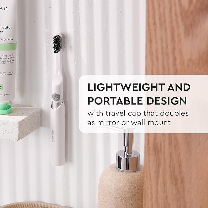 Boka Sonic Electric Toothbrush for Adults 2 pk - 24000 VPM w/Standard & Sensitive Modes - Waterproof & Up to 120 Battery Life w/Travel Cover & Mirror Mount - Automatic Smart Timer, Non-Slip Handle