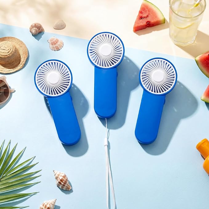 Sumind 12 Pcs Small Personal Portable Fan Mini Handheld Bulk 1 Speed Electric Cute Battery Powered for Neck Lash Makeup Women Men Travel Camping Indoor Outdoor Summer (Royal Blue)