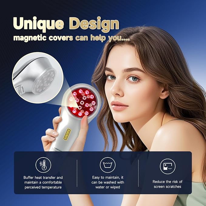 Handheld Red Light Therapy with Magnetic Cover,Cold Laser Red Light Therapy Wand for Pet/Human Treatment Device, Suitable for Muscle Body Pain Relief and Improve Healing (3 * 808nm+13 * 650nm)