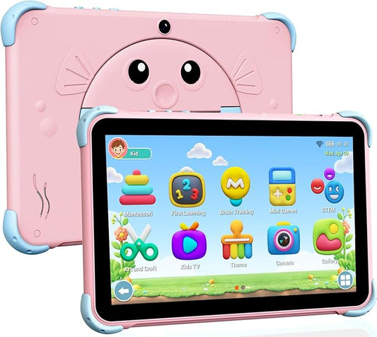 YINOCHE Kids Tablet 10 inch Tablet for Kids Toddlers, 32G Android Kids Tablets with Case, WiFi, Parental Control, Dual Camera, Best Toddler Tablets for Kids Gift for Chidlren (Pink)