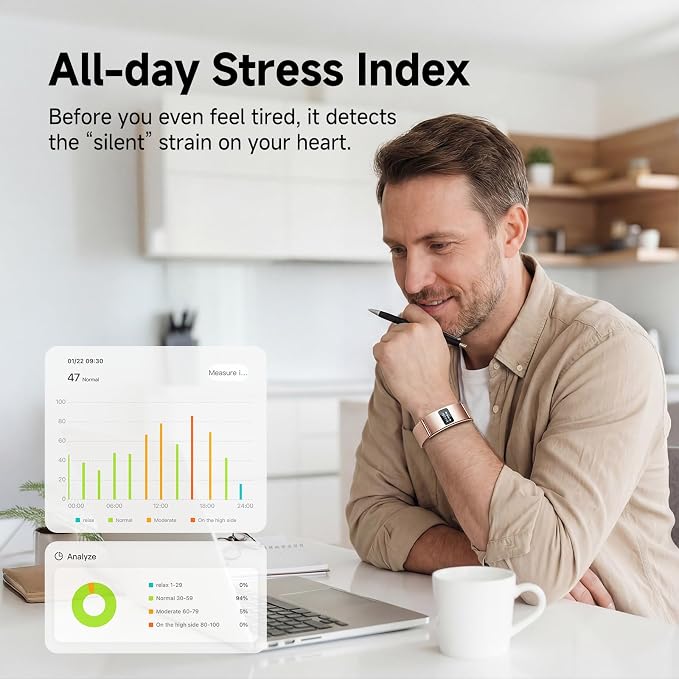 Smart Bracelet, Subscription-Free 24/7 Health Tracking, Heart Rate, SpO2, HRV & Sleep Tracker with IPX8 Waterproof, Wearable Activity & Fitness Tracker, 7-Day Battery, 2 Bands