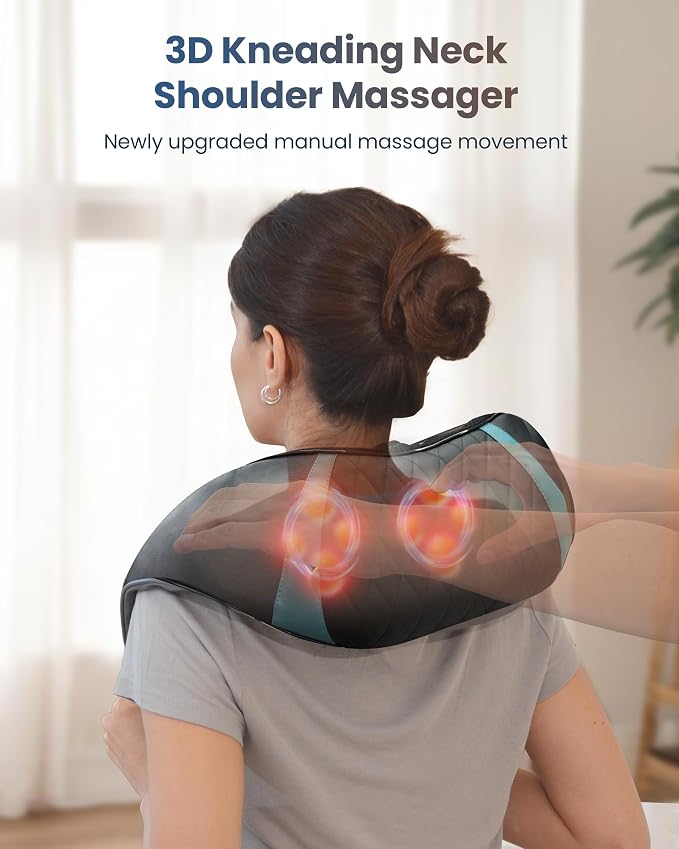 COMFIER Cordless Neck Massager with Heat, Back Massager for Pain Relief deep Tissue, 3D Shiatsu Neck Shoulder Massage, Gift for Dad Men