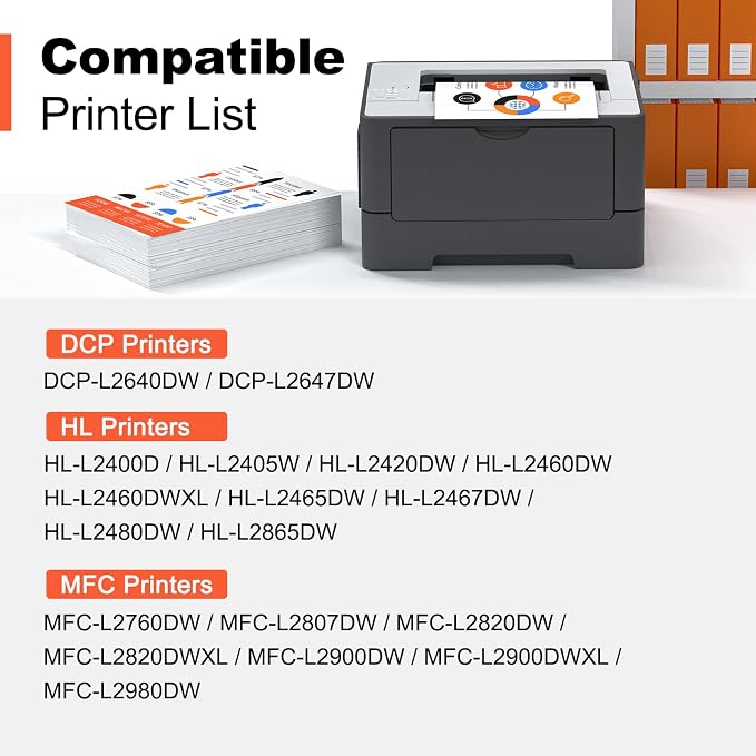 v4ink 3pk Compatible TN830XL DR830 Replacement for Brother TN830 TN830XL Toner Cartridge DR830 Drum Combo Set for Brother DCP-L2640DW HL-L2400D HL-L2405W HL-L2460DW HL-L2480DW MFC-L2820DW Printer