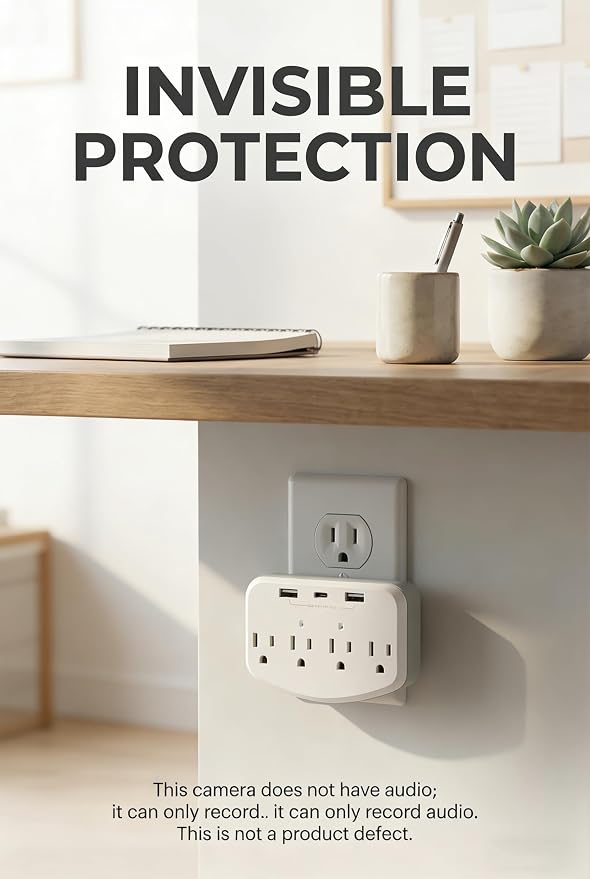 HD 1080P Spy Camera Hidden Camera WiFi, Wireless Wall Outlet Cam with Motion Detection, Free SD Card, Loop Recording,No Audio Indoor Nanny Cameras for Home Security/Office/Baby & Pet
