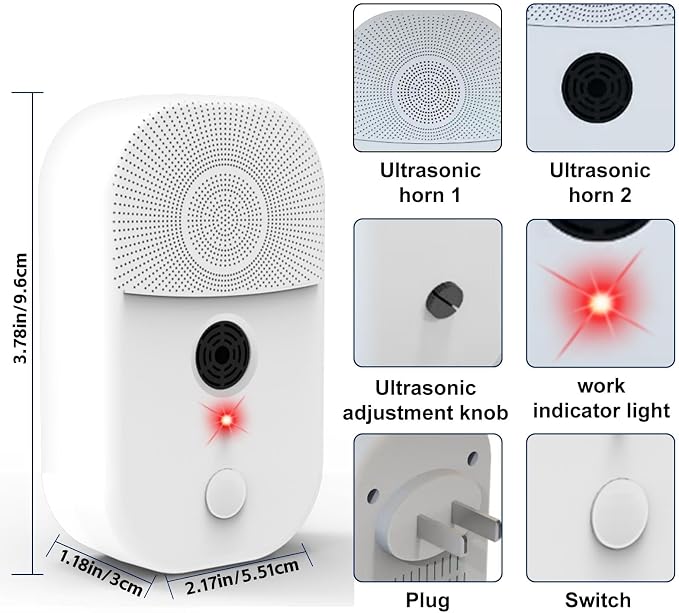 Ultrasonic Bat Repellent Deterrent Devices for Attic, 4Pack Bat Repellent for Indoor Use, Plug in Bat Deterrent System Bats Keep Away for Home Attic, Friendly to Human & Pets