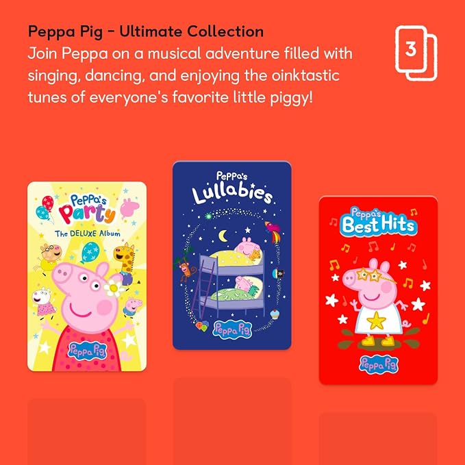 YOTO Peppa Pig Ultimate Collection - 3 Kids Audio Cards for Use with Player & Mini All–in–1 Audio Player, Screen–Free Listening with Fun Festive Music for Playtime Travel & Holiday Parties, Ages 2+