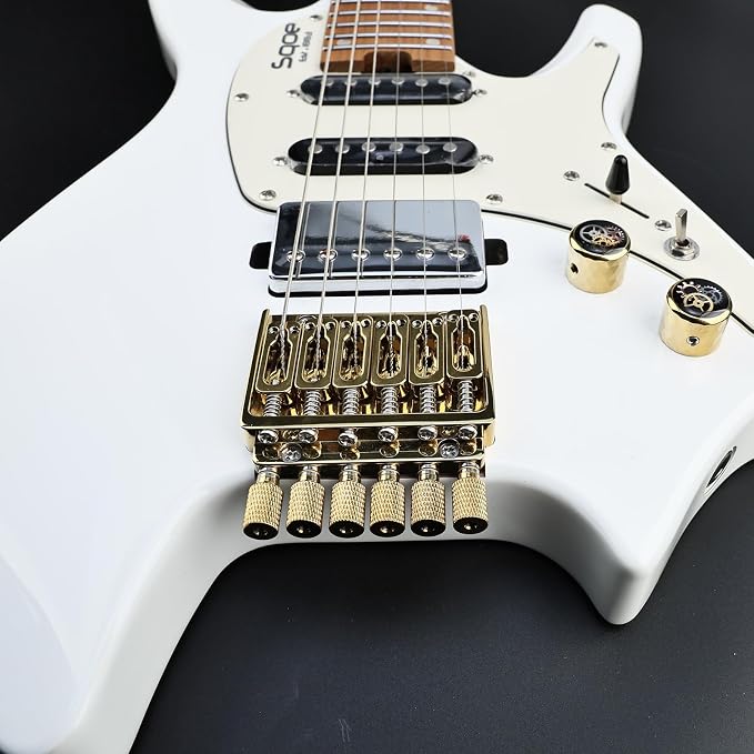10.5mm(13/32") Headless Electric guitar Bridge Zinc Alloy 6 String Fixed Bridge for Headless Electric Guitar Replacement Parts（Vacuum Gold）
