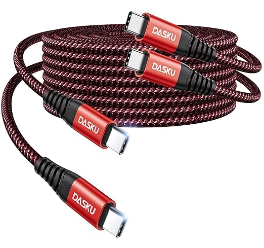 USB C to C Cable 6FT, 2 Pack USB C Cable Fast Charging 60W, USBC to USBC Cable Upgraded Extra Durable Braided USB C Cord Compatible with iPhone 17 16 15 Pro Max,Samsung Galaxy S10, LG and More-Red