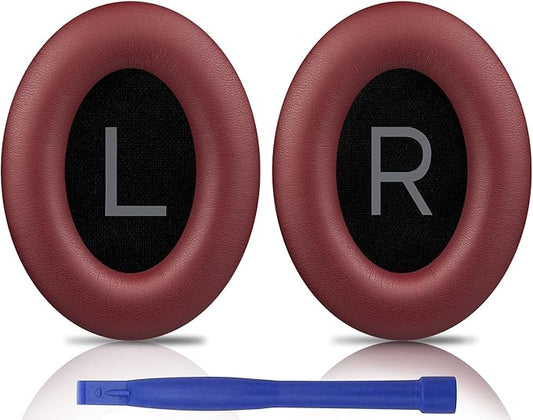 SOULWIT Earpads Replacement for Bose QuietComfort 45 (QC45)/QuietComfort SE (QC SE)/Quiet Comfort Wireless Over-Ear Headphones, Ear Pads Cushions with Softer Protein Leather - Burgundy