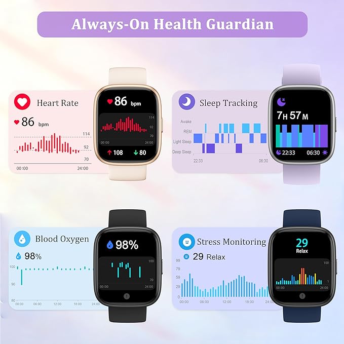 Smart Watch for Women Men, 2026 Upgrade Smartwatch [2 Bands, 44mm case], 1.83" Fitness Tracker Watch Alexa Built-in, Make/Answer Call, HR Sleep Stress Monitor, IP68 Waterproof Step Counter Watch