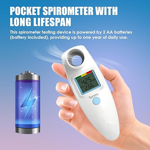 Sonmol Digital Peak Flow Meter PEF FEV1 Tester with Color Indicators | Digital-Grade Precision • Color Indicators • App & Manual Tracking