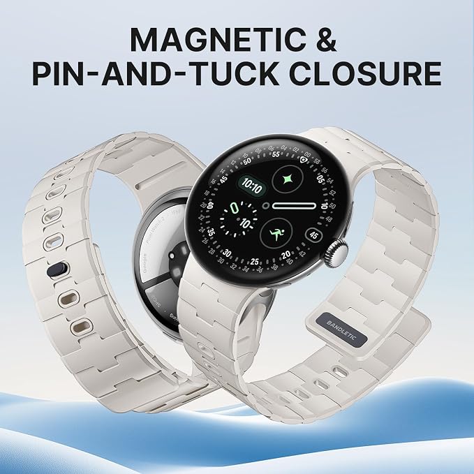 Bandletic Magnetic Silicone Bands Compatible with Google Pixel Watch 4/3/2/1 41mm for Women and Men, Rugged Soft Sport Strap Replacement Wristband