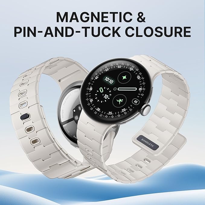 Bandletic Magnetic Silicone Bands Compatible with Google Pixel Watch 4/3 45mm Band for Women and Men, Rugged Soft Sport Strap Replacement Wristband