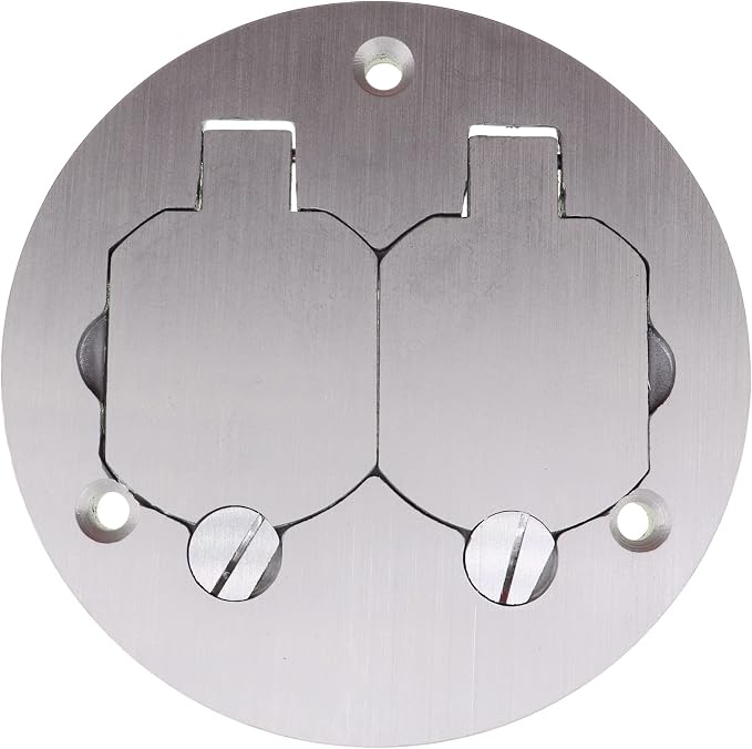 Legrand Wiremold Cable & Cord Management, Rachet-Pro™ Series Round Duplex Cover Plate for Carpet or Tile, Aluminum, 895TAL