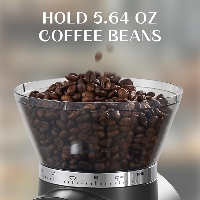 AYCHIRO Electric Conical Burr Coffee Grinder, Touchscreen Coffee Grinder for Home Use, Compact Burr Mill Grinder with 30 Grind Settings, Detachable Hopper & Coffee Container, Black