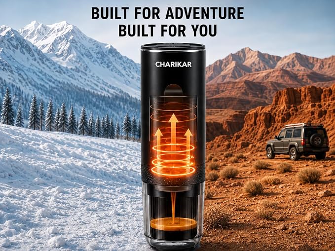 Portable Espresso Machine, Self-Heating Travel Coffee Maker, 20 Bar 7500mAh Rechargeable Espresso Maker for Ground Coffee & Capsules, Compact Cordless Brewer for Camping, Car, Office & RV