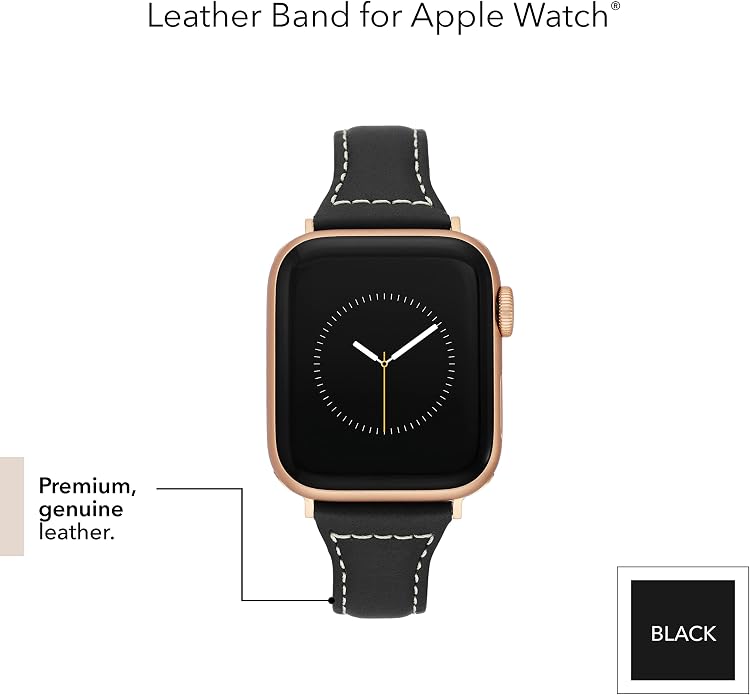Anne Klein Leather Fashion Band for Apple Watch Secure, Adjustable, Apple Watch Band Replacement, Fits Most Wrists