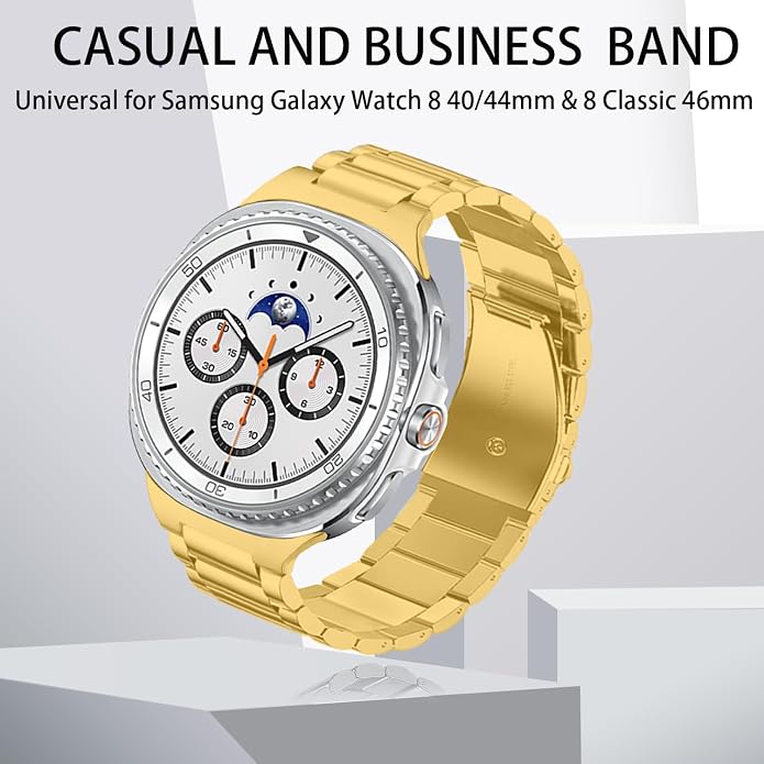 GOLDTOLUCK No Gap Stainless Steel Band Compatible with Samsung Galaxy Watch 8 7 6 5 4 Classic FE Pro Ultra 40mm 44mm 46mm 43mm 47mm 45mm 42mm Replacement Men Women Milanese Metal Elegant Casual