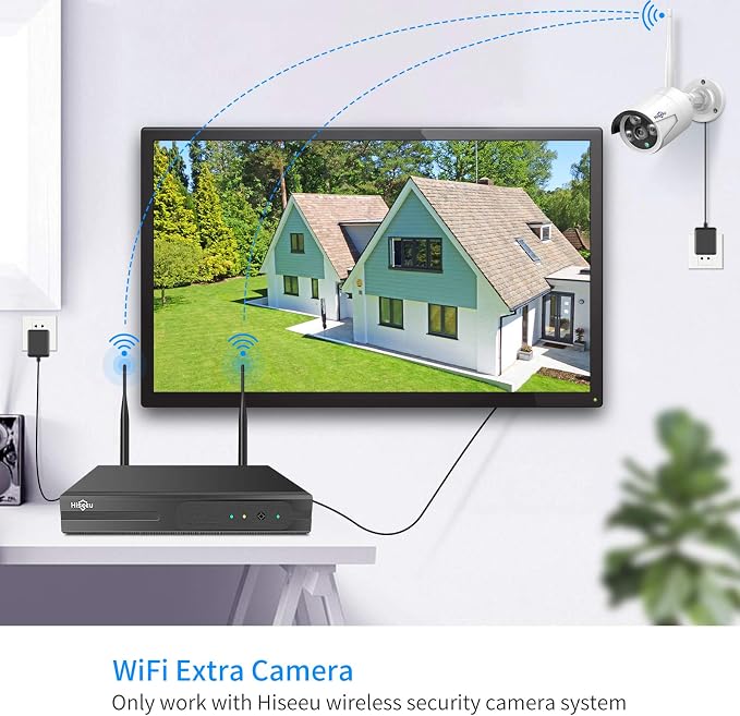 Hiseeu Camera Add on 5MP Outdoor Wireless Security Camera, Waterproof Outdoor Indoor 3.6mm Lens IR Cut Day & Night Vision with Power Adapter, Compatible 10CH Wireless Security Camera System