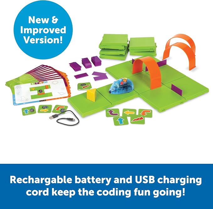 Learning Resources Code & Go Robot Mouse Activity Set, Rechargeable Robot Toy, Early Coding for Kids 5-7, STEM Programming for kids