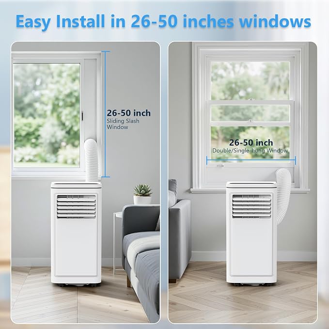 Electactic 10000BTUs Portable Air Conditioner for Bedroom with Drainage-free Cooling, 4 in 1 Portable AC Units with Cool, Fan, Dehumidifier, Sleep, 24H Timer/Remote/Window Kits