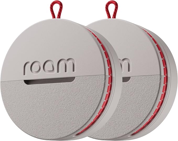 ROAM SMART TRACKER - Bluetooth Tracker & Item Finder for Keys, Luggage, Kid & Pet Gear, (iOS, Android), No App or Subscription, Fast Setup, Waterproof | 2-Pack, Grey