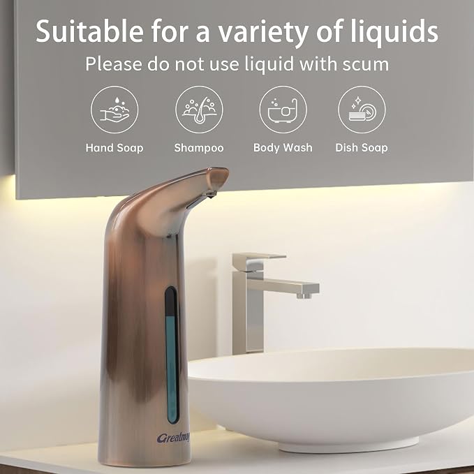 Convenient Automatic Soap Dispenser,4 Adjustable Levels Touchless Hand Sanitizer Pump with Infrared Sensor, Countertop Electric Dispenser for Bathroom,Kitchen