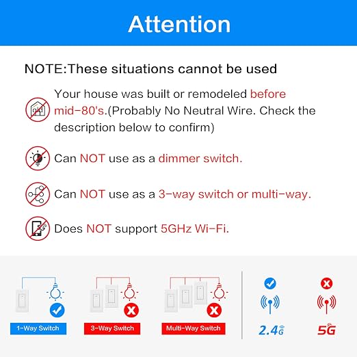 Smart Light Switch, 15A Smart Wifi Light Switch with Remote Control and Timer, Compatible with Alexa, Google home and IFTTT, No Hub required, Easy and Safe installation, ETL and FCC listed(2gang)