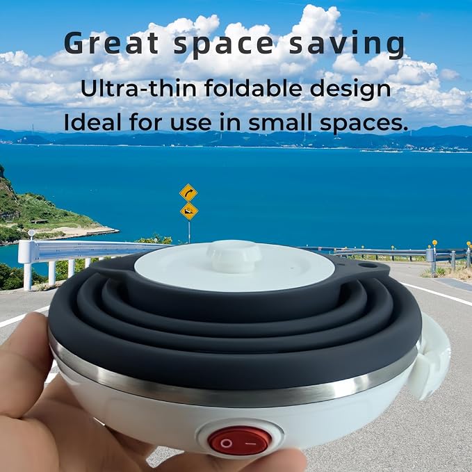 24V Portable Kettle, Collapsible Truck Kettle with Cigarette Lighter Plug, Foldable Hot Water Boiler for Truck, Food Grade Silicone, Fast Boiling, Auto Shut Off and Keep Warm,450ml (24V Black)