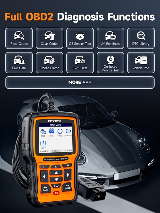 FOXWELL NT510 Elite OBD2 Scanner fit for Porsche Diagnostic Tool, Full System Bi-Directional Control Code Reader with All Reset Services, Oil Reset Scan Tool for Porsche, Battery Registration Tool