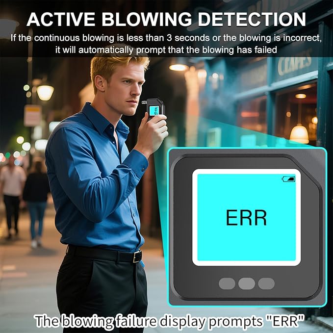 Breathalyzer, Breathalyzers for Alcohol with LCD Digital, Display Alcohol Breathalyzer Tester for Home Use, Portable Breath Alcohol Tester with 15 Mouthpieces (Black)